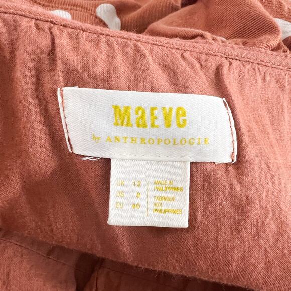 Anthropologie | Maeve Rust Orange Polka Dot White Ruffle Wide Leg Jumpsuit 8 EUC - Picture 12 of 13